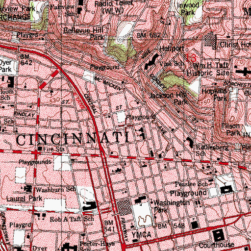 Topographic Map of Findlay Market, OH