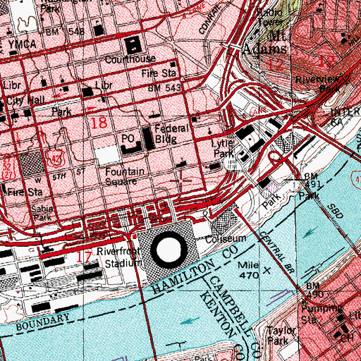 Topographic Map of National Theater (historical), OH