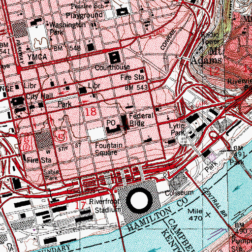 Topographic Map of Thoms Building, OH