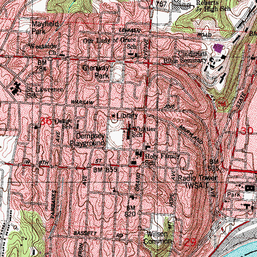 Topographic Map of Whittier Gardens, OH