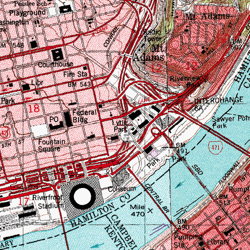 Topographic Map of Womens City Club, OH