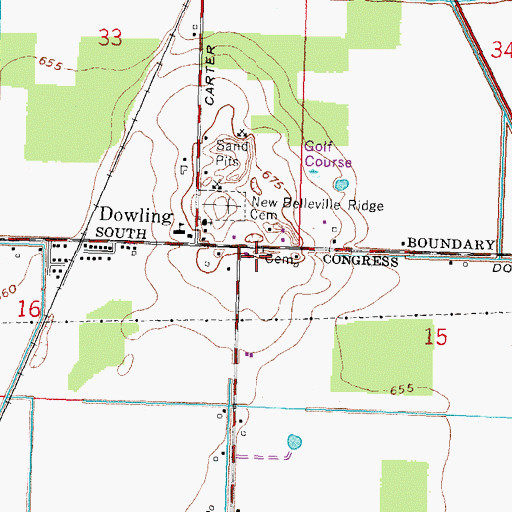 Topographic Map of Belleville Ridge Cemetery, OH