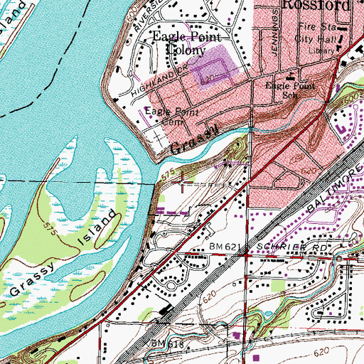 Topographic Map of Island View Park, OH
