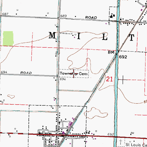 Topographic Map of Milton Township Cemetery, OH