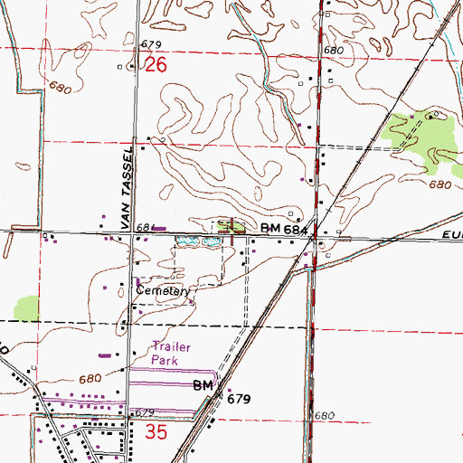 Topographic Map of New Weston Cemetery, OH