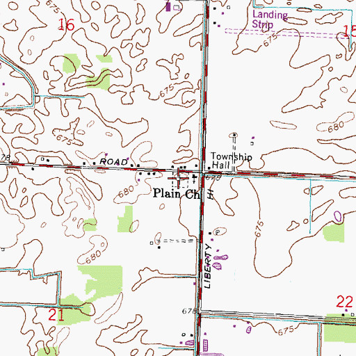Topographic Map of Plain Cemetery, OH