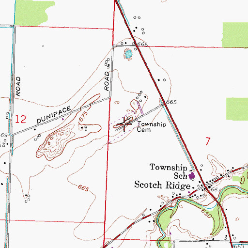 Topographic Map of Scotch Ridge Cemetery, OH