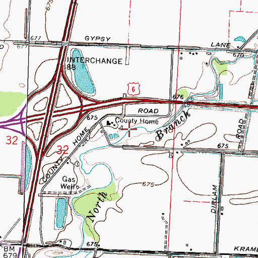 Topographic Map of Wood County Historical Center, OH