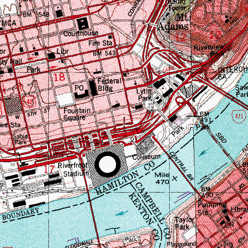 Topographic Map of Fort Washington Park, OH