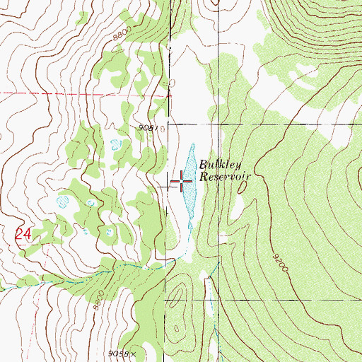 Topographic Map of Bulkley Reservoir, CO