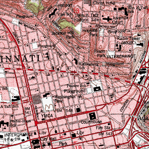 Topographic Map of Northern Row Park, OH