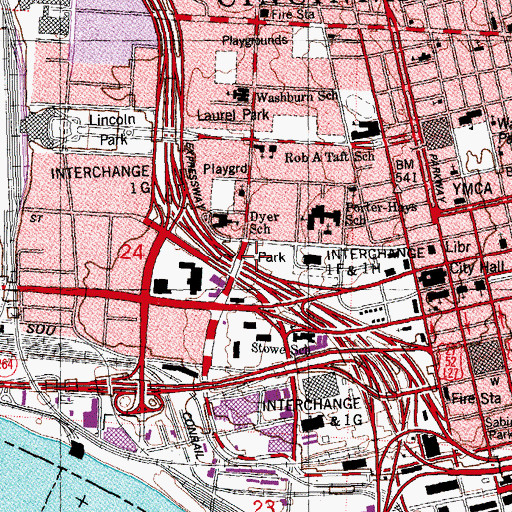 Topographic Map of Queensgate Playfield, OH