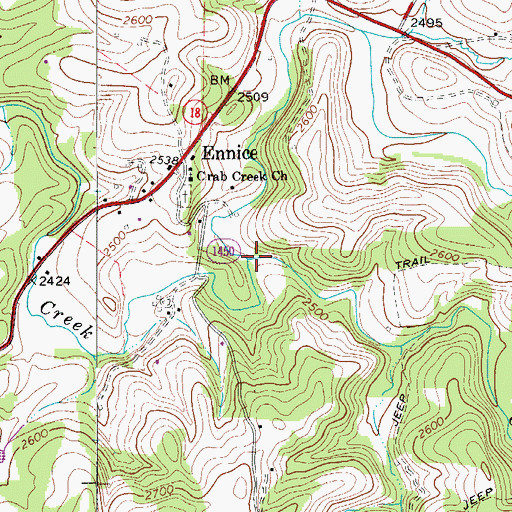 Topographic Map of Glady Fork, NC