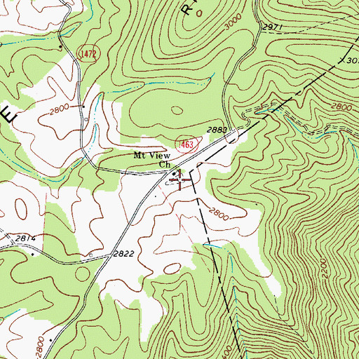 Topographic Map of Mountain View Cemetery, NC