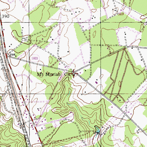 Topographic Map of Mount Moriah Cemetery, NC