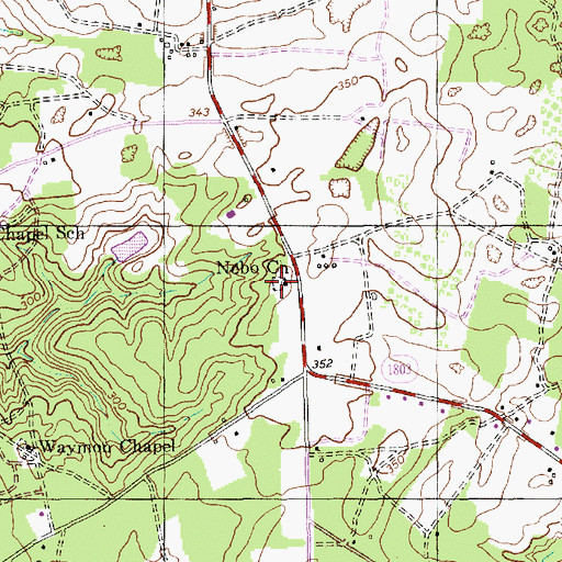 Topographic Map of Nebo Cemetery, NC