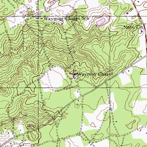 Topographic Map of Waymon Chapel Cemetery, NC