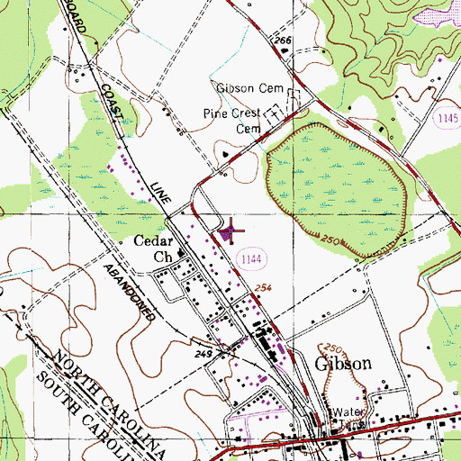 Topographic Map of Gibson School, NC