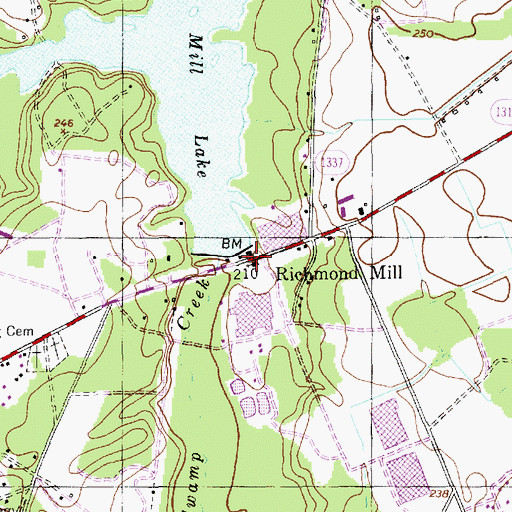 Topographic Map of Lakeside Chapel, NC