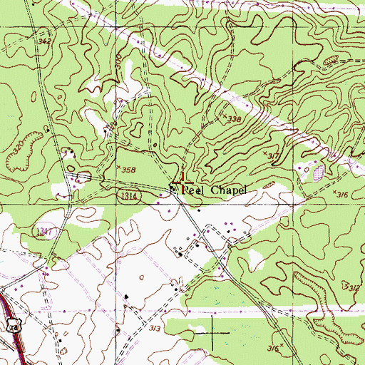 Topographic Map of Peels Chapel Cemetery, NC