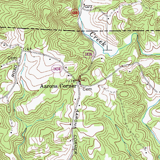 Topographic Map of Aaron Church, NC