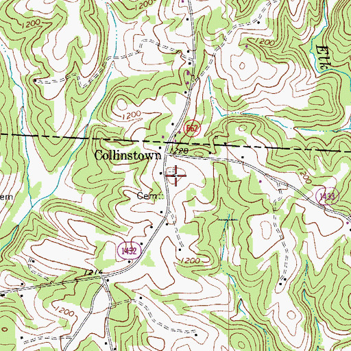 Topographic Map of Collinstown Presbyterian Church, NC