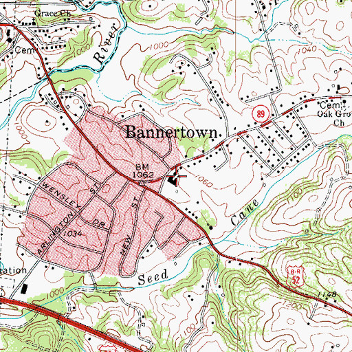 Topographic Map of Bannertown Elementary School (historical), NC