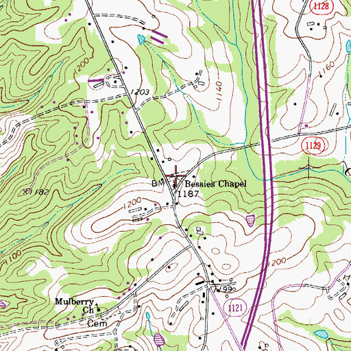 Topographic Map of Bessies Chapel Cemetery, NC