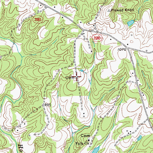 Topographic Map of Bold Springs Graveyard, NC
