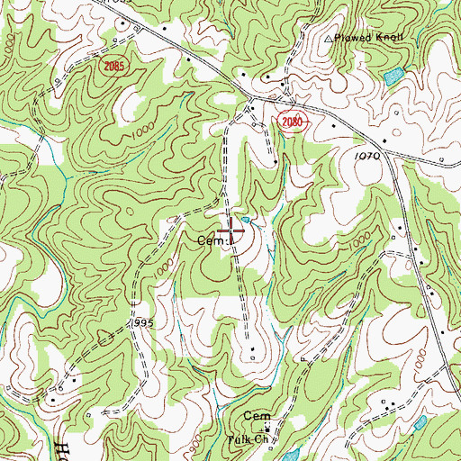 Topographic Map of Bold Springs Meeting House (historical), NC
