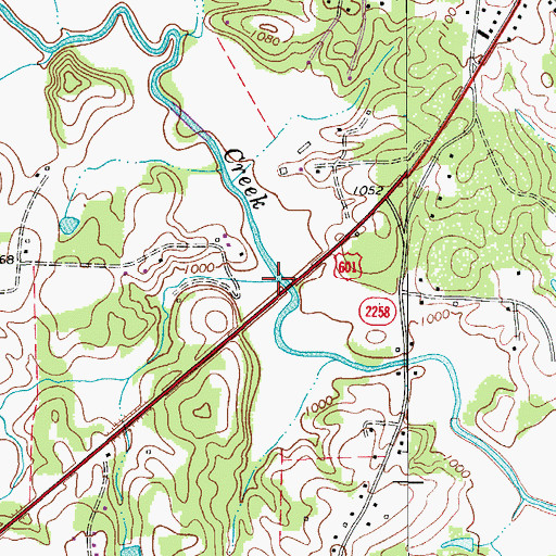 Topographic Map of Burkes Creek, NC