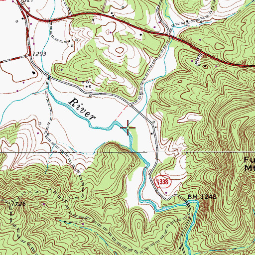 Topographic Map of Camp Branch, NC