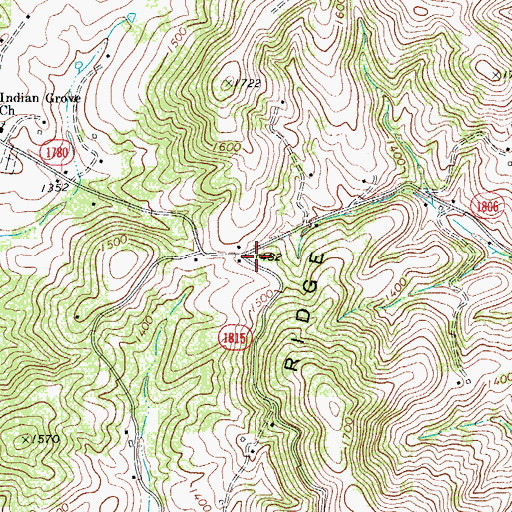 Topographic Map of Chestnut Ridge School (historical), NC