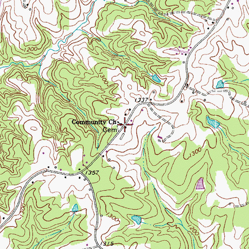 Topographic Map of Community Church, NC