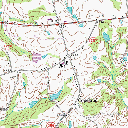 Topographic Map of Copeland High School (historical), NC