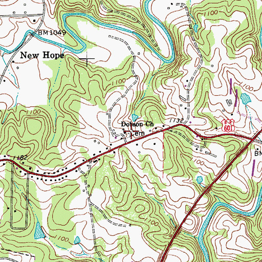 Topographic Map of Dobson Cemetery, NC