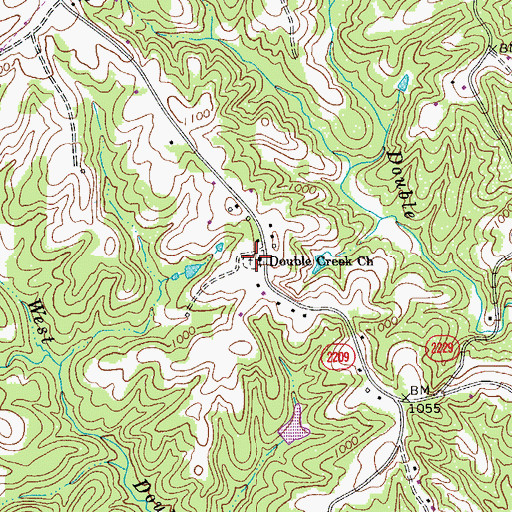 Topographic Map of Double Creek Cemetery, NC