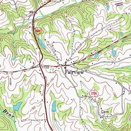 Topographic Map of Fairview Baptist Church, NC