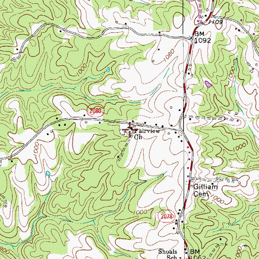 Topographic Map of Fairview Cemetery, NC