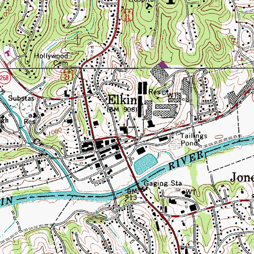 Topographic Map of First Baptist Church, NC