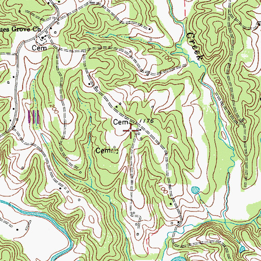 Topographic Map of Fishers River Primitive Baptist Church (historical), NC