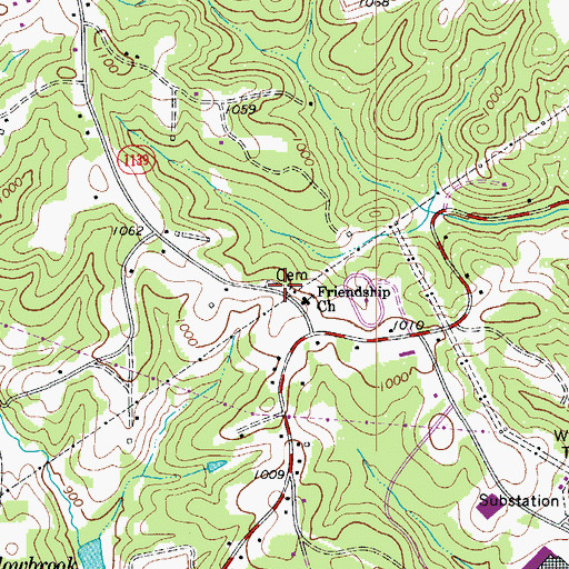 Topographic Map of Friendship Cemetery, NC