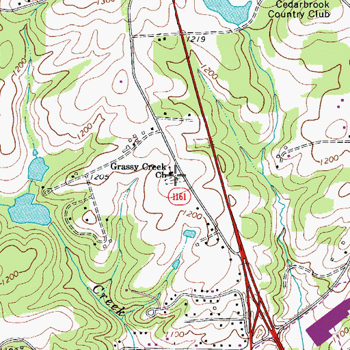 Topographic Map of Grassy Creek Cemetery, NC