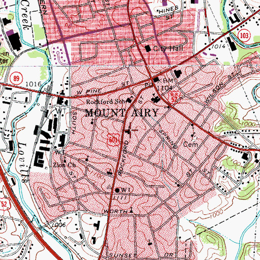 Topographic Map of Haymore Memorial Baptist Church, NC
