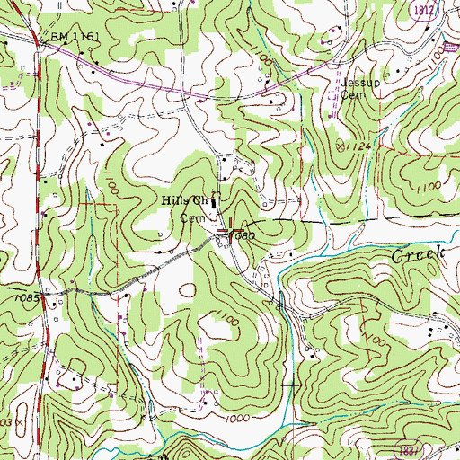 Topographic Map of Hills Grove, NC