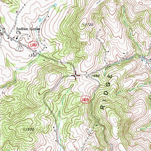 Topographic Map of Indian Grove Post Office (historical), NC