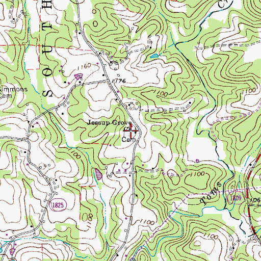 Topographic Map of Jessups Grove Cemetery, NC