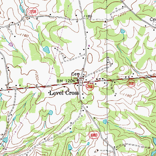 Topographic Map of Level Cross United Methodist Church, NC