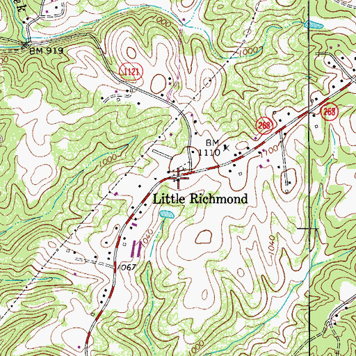 Topographic Map of Little Richmond Baptist Church, NC