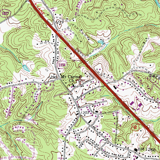 Topographic Map of Mount Carmel Cemetery, NC